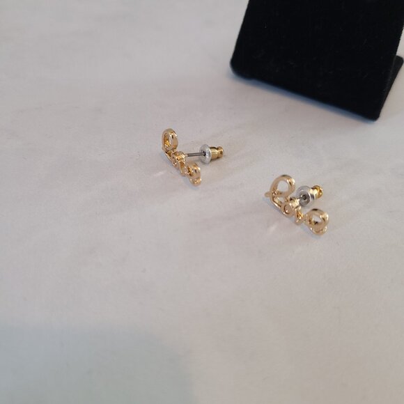 Gold Tone and Crystal CZ Valentine's Earring Set of Three Studs - Picture 11 of 12